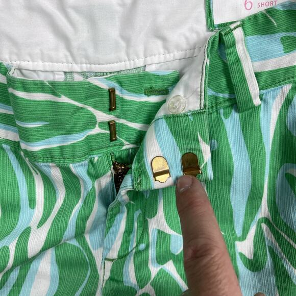 Lilly Pulitzer Chipper Bermuda Shorts Blue Green Size 6 Golf Chino - Picture 4 of 9